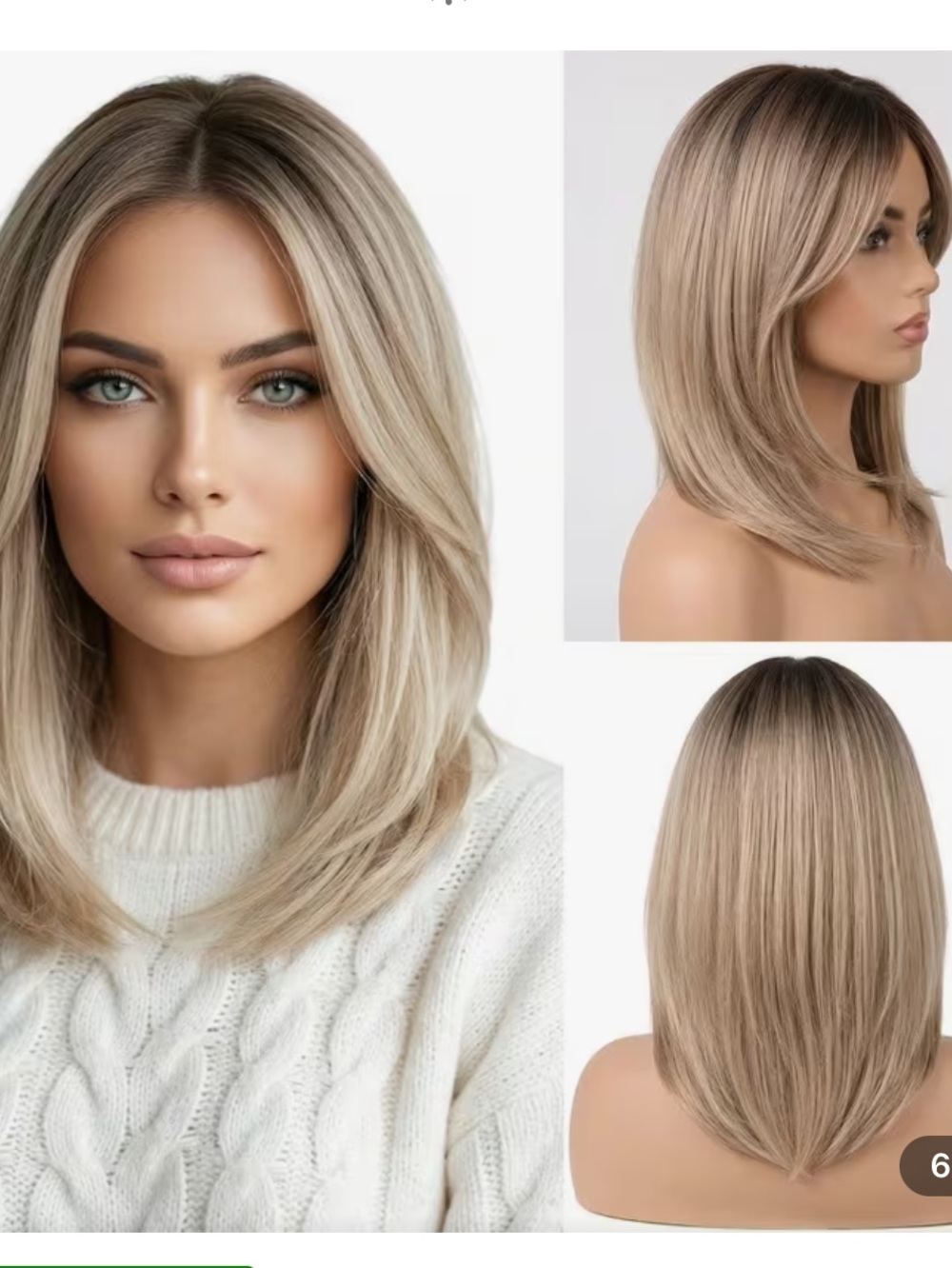 Light Brown Layered Collarbone-Length Wig with Bangs #223